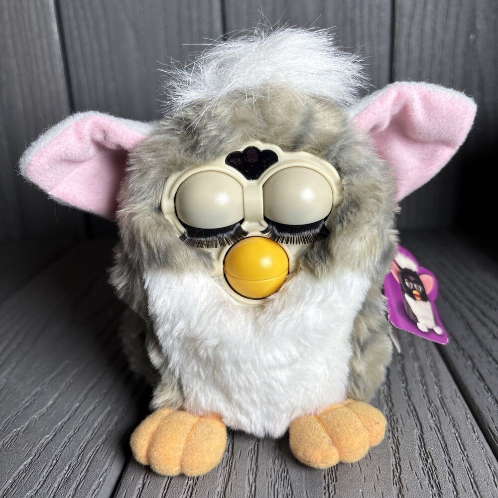 Vintage 1998 Furby Tiger Electronics Grey/White W/ Tag 70-800 - Moves And Talks